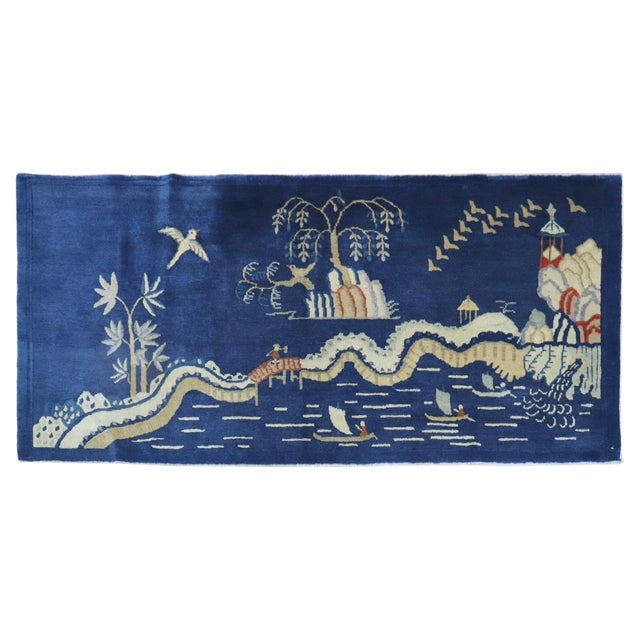 Antique Chinese Pictorial Small Runner - 2'9" x 6' For Sale - Image 15 of 18