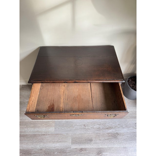 Wood Antique 18th Century Georgian Oak Kneehole Desk Wood with Cupboard For Sale - Image 7 of 16