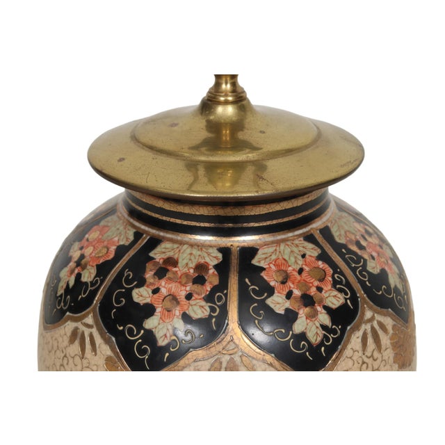 English Floral Ceramic Table Lamp For Sale - Image 3 of 7