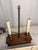 Vintage 2-Light French Bouillotte Style Table Lamp With Red Shade, Antique Brass & Wood Desk Lamp For Sale - Image 14 of 17