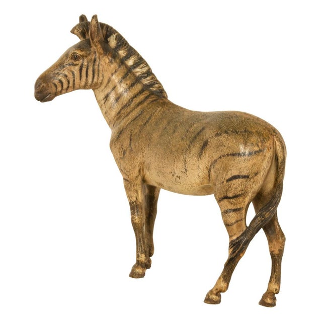 A fine and very rare antique Austrian Art Nouveau cold-painted bronze sculpture of a zebra or more likely a Quagga by...