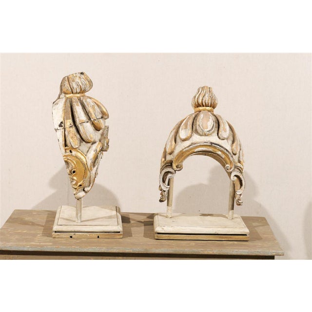 Ivory 19th Century Italian Painted & Gilded Wood Fragments - A Pair For Sale - Image 8 of 12