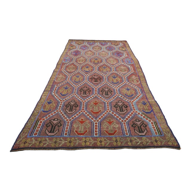 Vintage Turkish Kilim Rug - 69" X 122" For Sale
