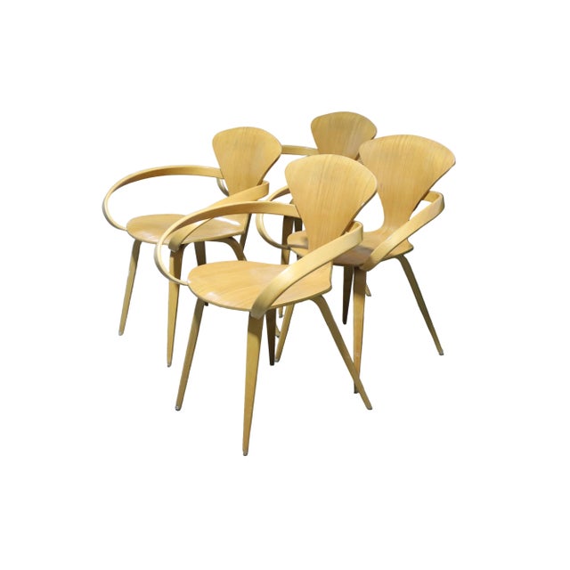 Mid-Century Modern Set of 4 Vintage Norman Cherner 1958 Red Wood Pretzel Chairs For Sale - Image 3 of 11