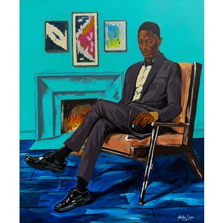 Within the Blue Room, 21st Century, Figurative Realism, by Emmanuel Akolo (2026), Acrylic on Canvas For Sale