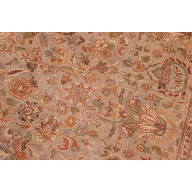 Shabby Chic Shabby Chic 1990's Floral Pak-Persian Taupe/Gold Wool Rug - 6'1'' X 9'0'' For Sale - Image 3 of 9