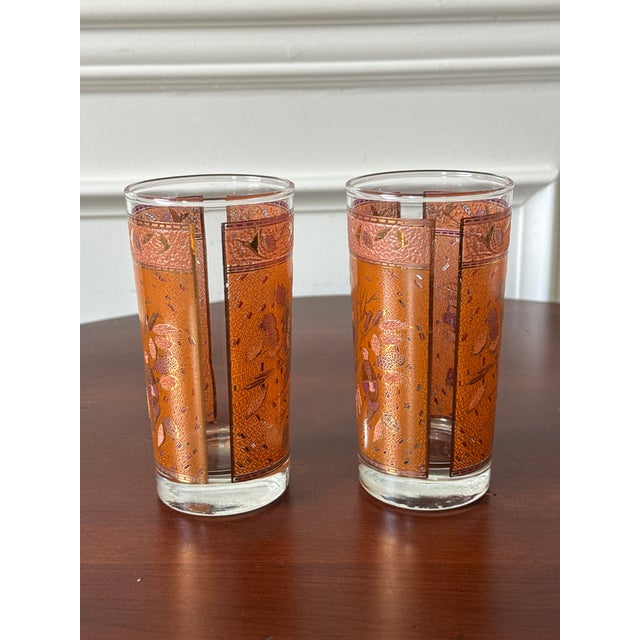 Mid 20th Century Mid-Century Modern Hand Painted Highball Glasses With Bird Pattern - Set of 4 For Sale - Image 5 of 10