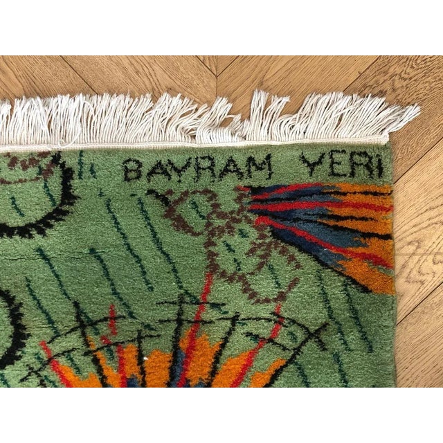 Textile 20th Century Green Orange Blue Abstract Rug by Zeki Muran, 1960s For Sale - Image 7 of 18