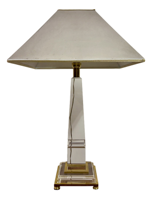 Acrylic and Brass Table Lamp in the style of Sandro Petti, 1970s