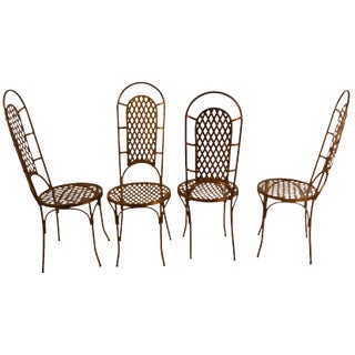 Set of Four Gilt Metal Dining Chairs For Sale
