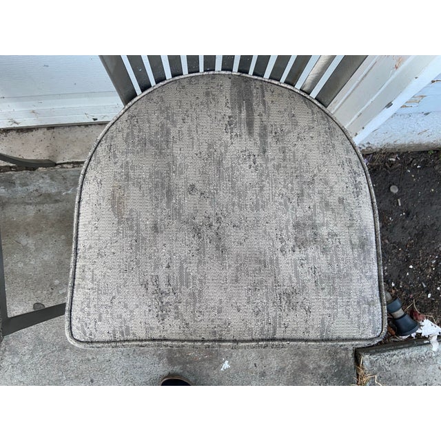 Vintage Mid Century Modern Shaver Howard Slatted Steel Back Dining Chairs Set of 6 With Patina For Sale - Image 10 of 12