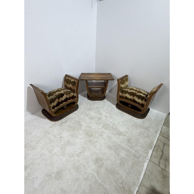 Art Deco Armchairs and a Coffee Table, Italy, 1940s, Set of 3 For Sale - Image 17 of 17