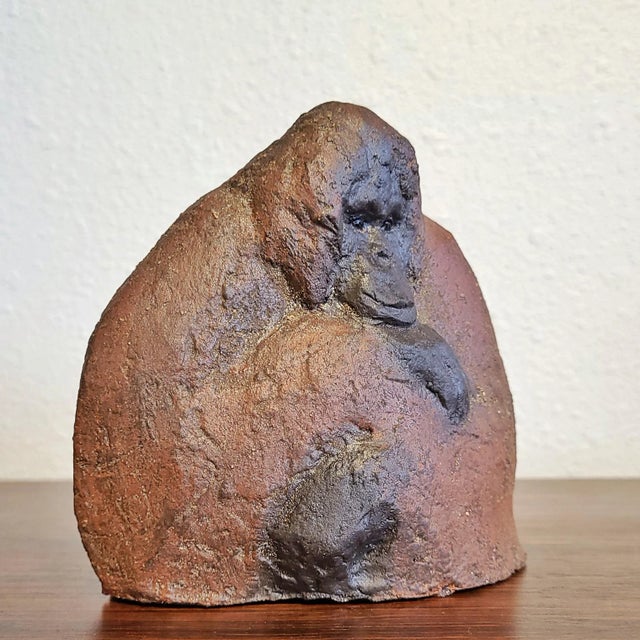 Sculpture Materials German Studio Pottery Gorilla Sculpture - Signed "A C" For Sale - Image 7 of 12