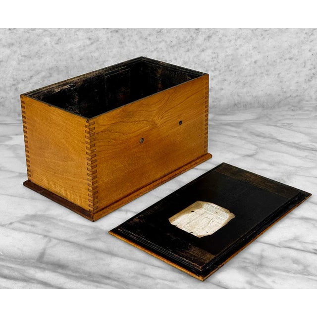 Wood Antique Farmhouse Maple Jointed Storage Tool Box For Sale - Image 7 of 11