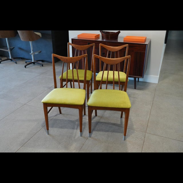 Four Attributed To Keller Furniture Oak Valkerie Ii Dining Chairs by Edmond J Spence MCM For Sale In Phoenix - Image 6 of 9