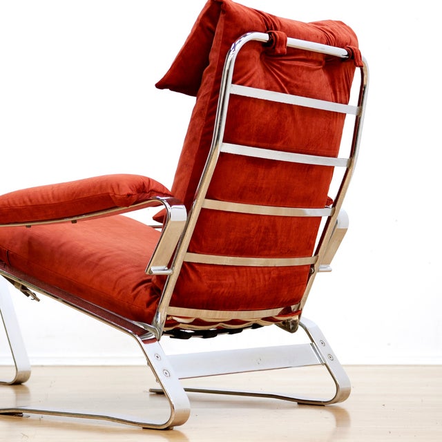 1970s Chrome & Velvet Lounge Chair Attributed to Reinhold Adolf and Hans-Jurgen for Schrapfer For Sale - Image 9 of 12
