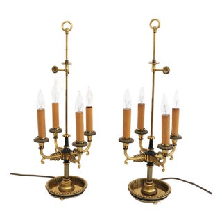 Large French Bouillotte Table Lamps in Brass, 1960s, Set of 2 For Sale