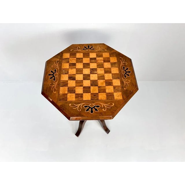 Antique Inlaid Chess Trumpet Sewing Table For Sale - Image 14 of 15