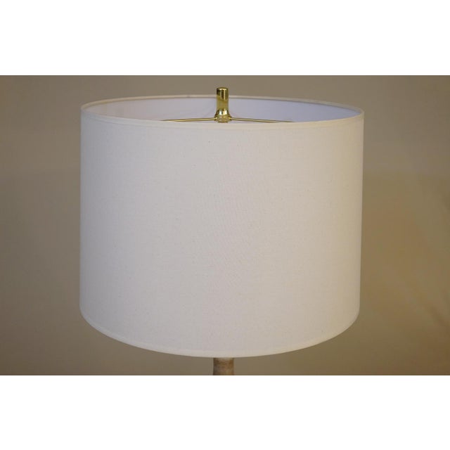 1960s Modern Phil Mar Stripped Ombre Lava Glaze Bottle Art Pottery Ceramic Walnut Table Lamp 1960s For Sale - Image 9 of 10