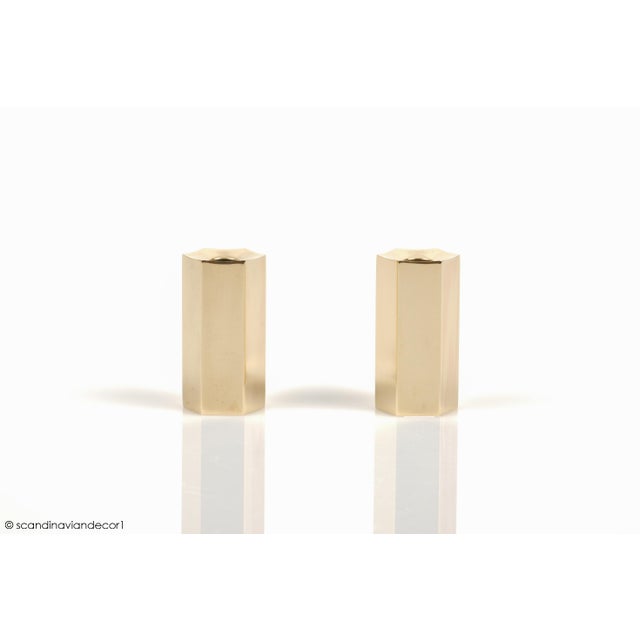 Mid-Century Modern Brass Candlesticks by Westerås Sweden, 1950s, Set of 2 For Sale - Image 9 of 9