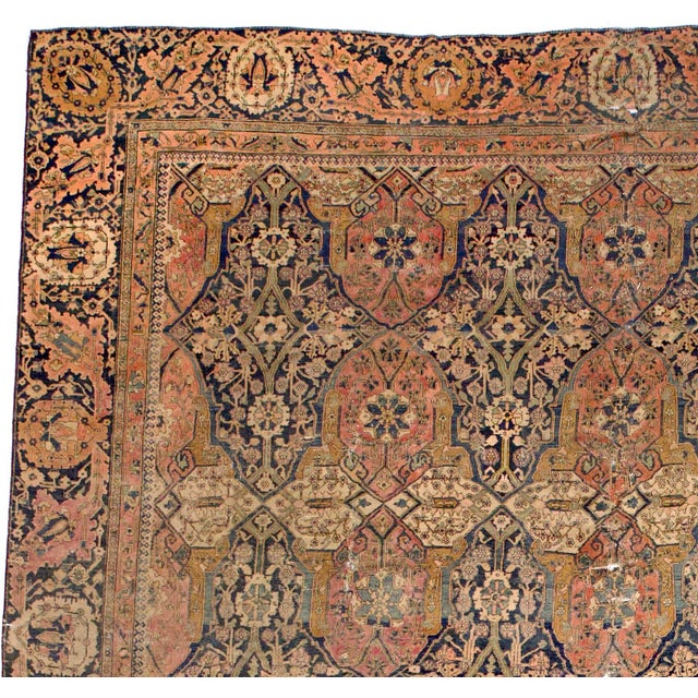 Persian Antique Persian Mohtasham Kashan Rug 9’2" X 12’5” For Sale - Image 3 of 5