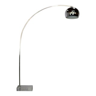 Chrome and Marble Arc Floor Lamp For Sale