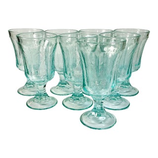 1970s Vintage Victorian Boho Chic Indiana Glass Co. Recollection Goblets - Set of 8. For Sale