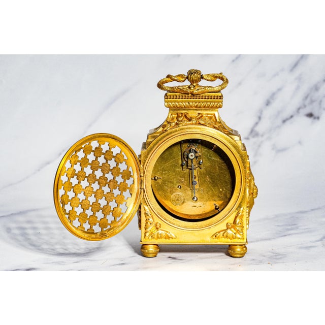 Amazing Antique French Gold Ormolu Bronze Mantel Clock Mougin Dutertre Paris Louis XVI Neoclassical Style Home Decor For Sale - Image 12 of 16