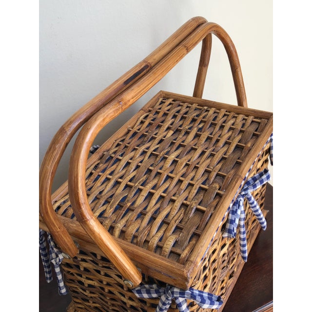 Circa 1990 Split Bamboo Picnic Basket For Sale - Image 9 of 12