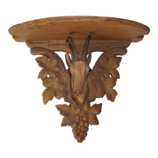1940s Rustic Wood Shelf Resting on a Gazelle Head For Sale