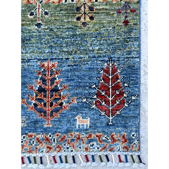 Contemporary Gabbeh Tree and Animal Hand-Knotted Wool Rug For Sale - Image 4 of 12