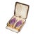 Wonderful Antique English Hallmarked Sterling Silver Vanity Brush Set Presentation Box Purple Celluloid Guilloché Style Edwardian Home Decor For Sale