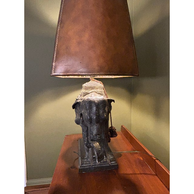 Late 20th Century Maitland Smith Bronze Elephant Table Lamp For Sale - Image 9 of 10