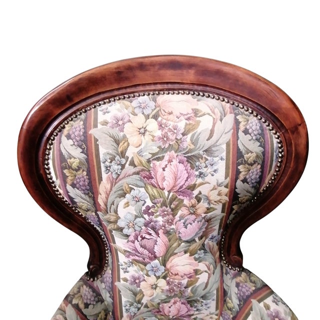 Baroque Armchairs in Floral Fabric, 1950s, Set of 2 For Sale - Image 9 of 14