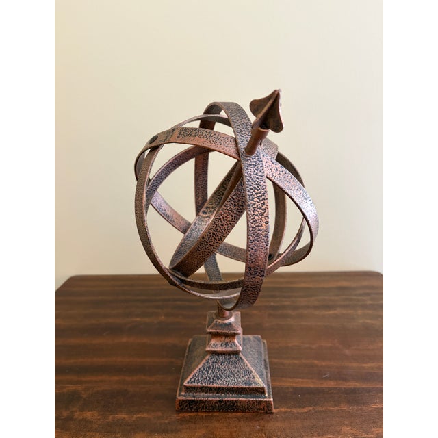 Vintage English Country Hammered Copper Garden Armillary Sundial For Sale In South Bend - Image 6 of 7