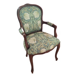Vintage Italian Chair Reupholstered in William Morris Print For Sale