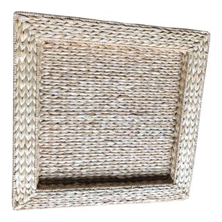 Large Reinfoced Steel Woven Rattan Sea Grass Tray For Sale