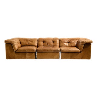 Modular Leather Sofa Set, 1970s, Set of 3 For Sale