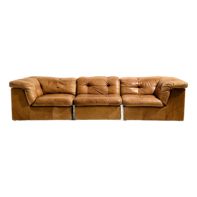 Modular Leather Sofa Set, 1970s, Set of 3 For Sale
