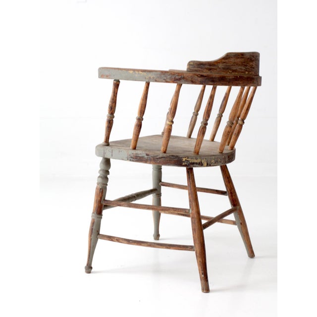 Antique Painted Captain's Chair For Sale - Image 9 of 15