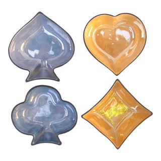 1920s Playing Card Suit Lustreware Nut / Mint Dishes, Set of 4 For Sale