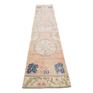 Oushak Wool Muted Hallway Rug, 1960s For Sale