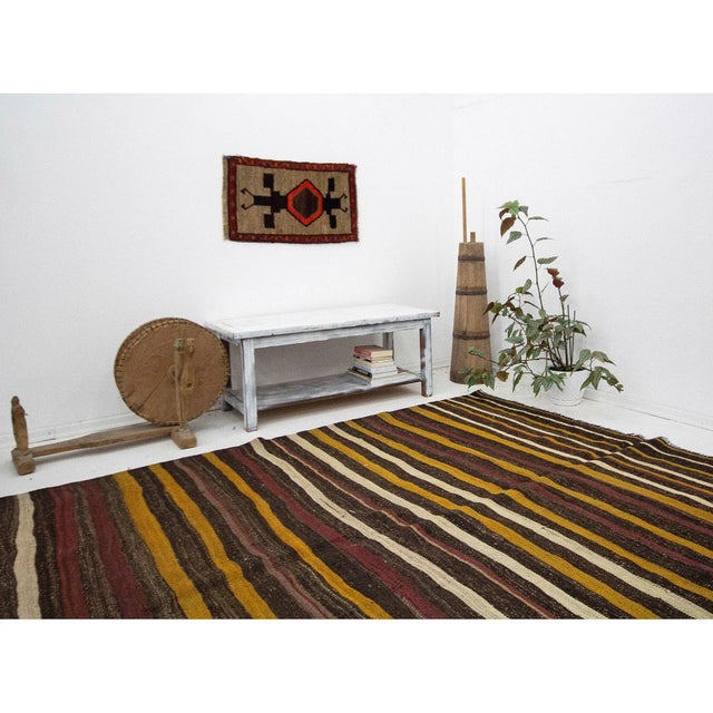 Striped Vintage Goat Hair Kilim Rug For Sale In Los Angeles - Image 6 of 7