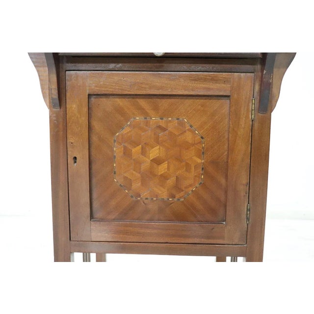 Early 20th Century Art Nouveau Inlaid Walnut Side Table For Sale - Image 6 of 7