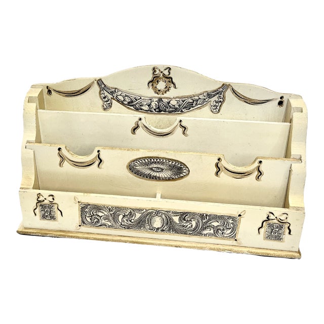 Vintage 1960s Hollywood Regency Style Stationary Letter Desk Top Holder Stand For Sale