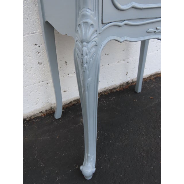 French Shabby Chic Serpentine Painted Gray Nightstand Side End Table 6635 For Sale - Image 10 of 15