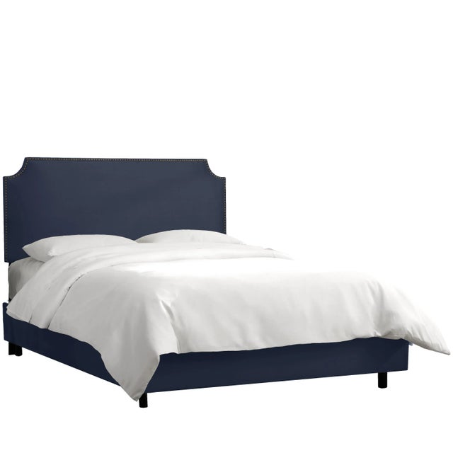 Contemporary Madison Bed in Ink Classic Velvet, Full For Sale - Image 3 of 5