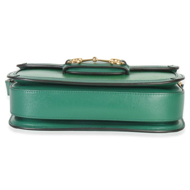 1950s Emerald Green Azalea Calfskin Horsebit 1955 Shoulder Bag For Sale - Image 5 of 9