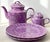 Purple Vintage MCM the Haldon Group Tea Serving Set 2 Teapot & 2 Platters For Sale - Image 8 of 9