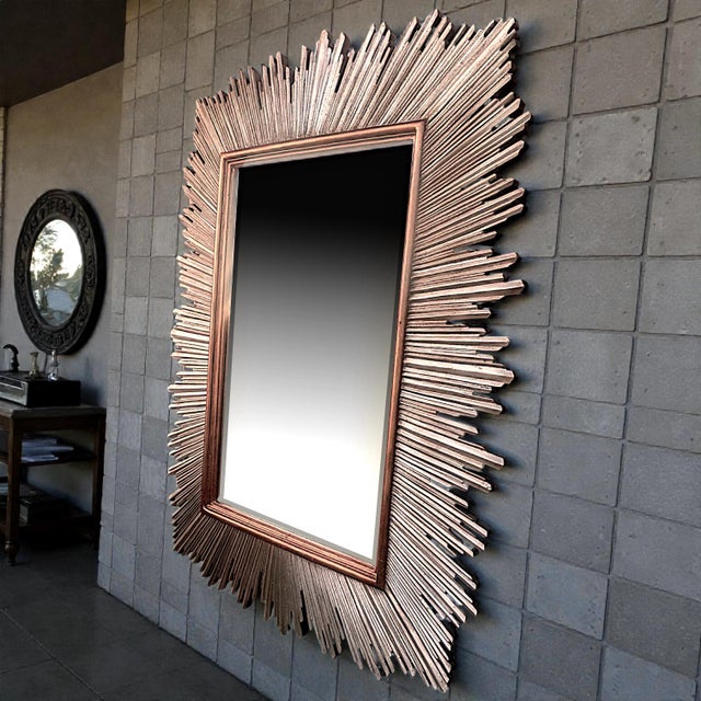 1980s Monumental Maitland-Smith Art Deco Inspired Gilt Sunburst Mirror 88" X 69" For Sale - Image 12 of 16